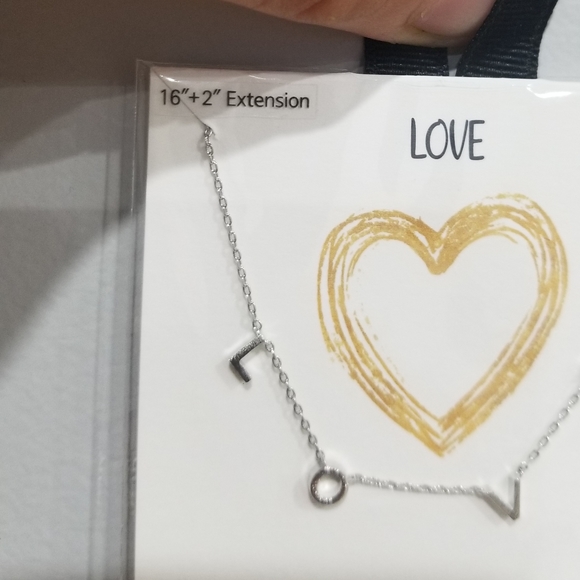 New Handmade elegant LOVE Necklace rhodium dipped - Picture 2 of 4
